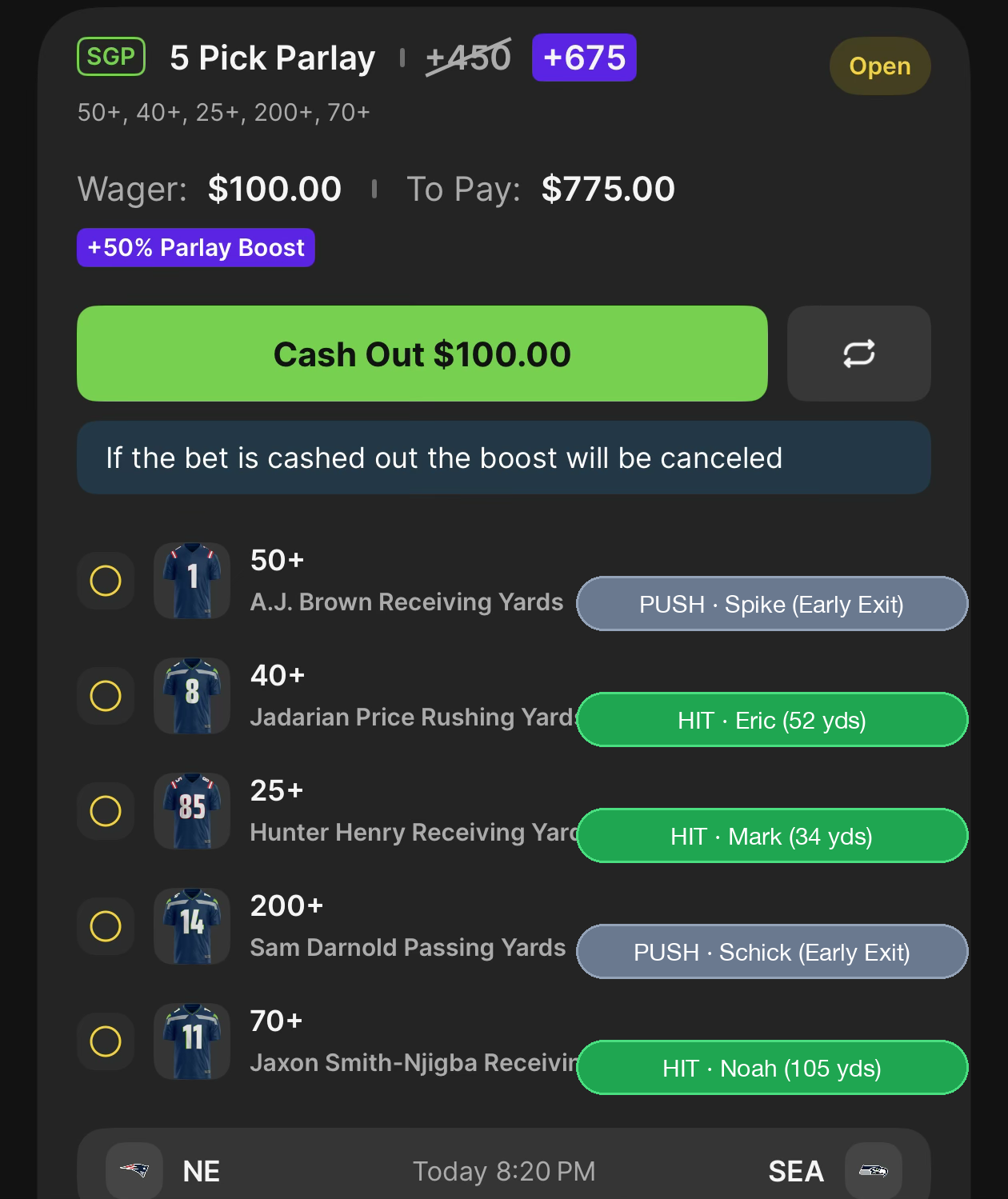 Bet #1 Slip