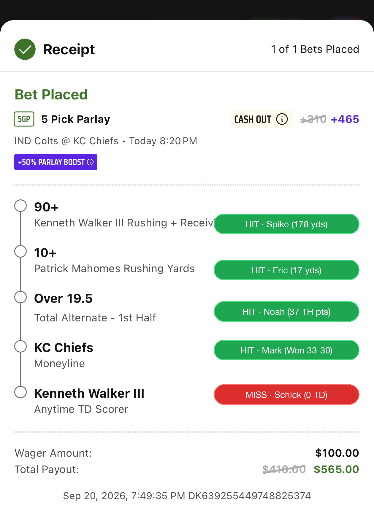 Bet #6 Slip